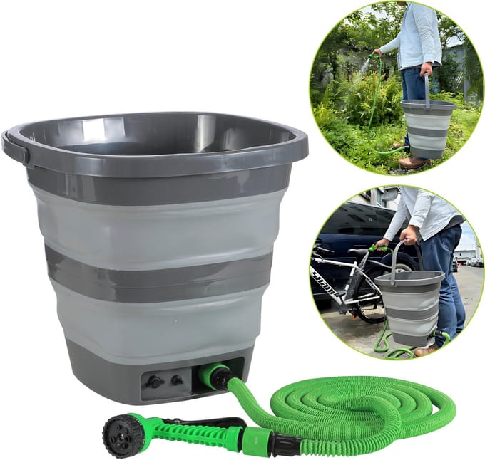 Draagbare Lagedrukreiniger - Emmer, Accu, Pomp - 15L - Draagbare Douche