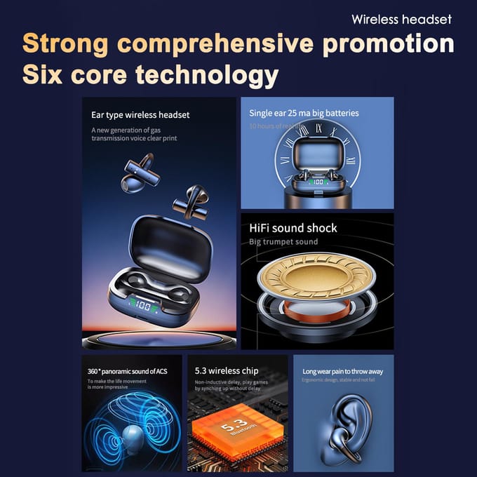 clip-on oor JR03 echte koperen ring laag energieverbruik en niet-sensorisch dragen BT-headset