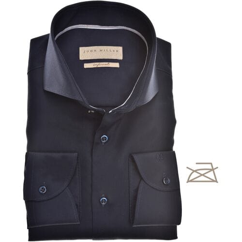 John Miller Overhemd Uni Twill Cutaway Tailored Fit Donker Blauw / male