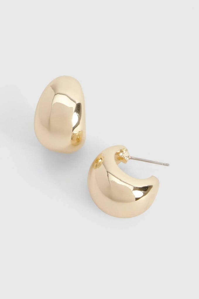 boohoo Dames Mini Chunky Hoep Oorbellen | Gold