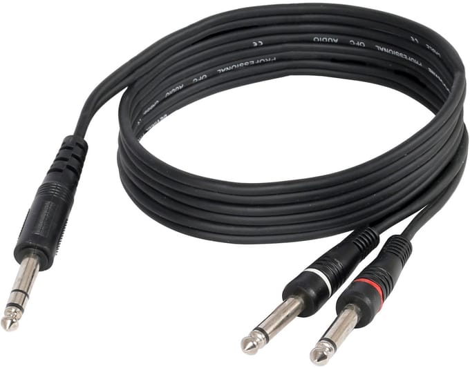 Devine VA6015 6.3 mm jack male stereo-2x jack male 1.5m verloopkabel