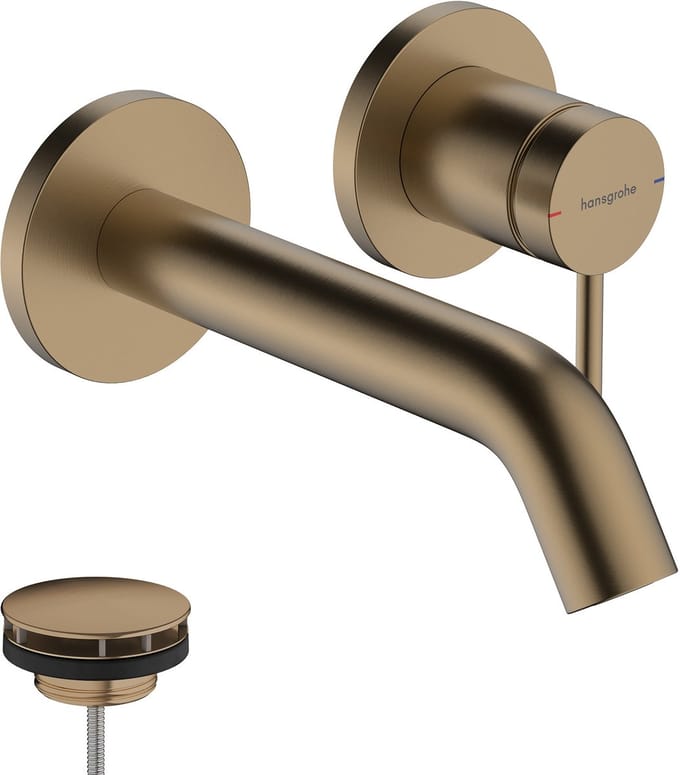 hansgrohe Tecturis S - Inbouw Wastafelkraan - voor wandmontage - Ééngreeps bediening - 16,5 cm uitloop - Brushed Bronze
