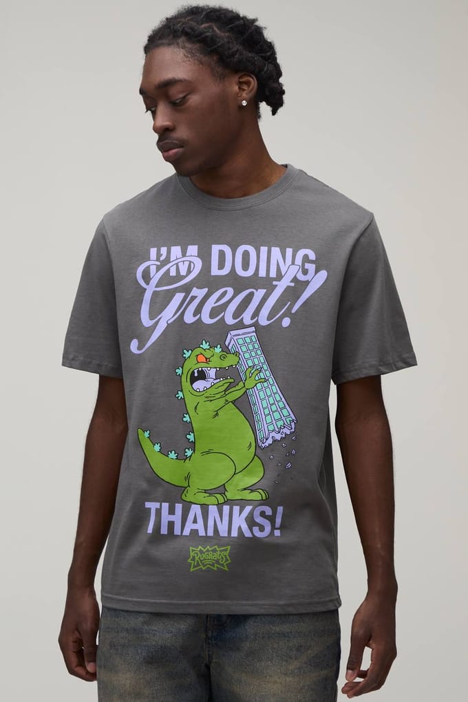 Regular Rugrats Reptiel Licentie Print T-shirt | Charcoal | Size Medium