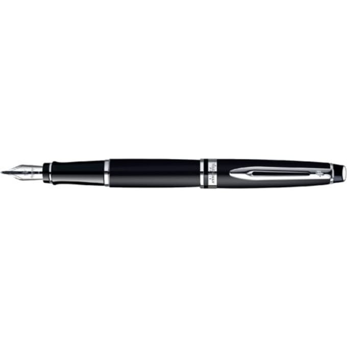 Waterman Expert-vulpen | Matzwart met chromen rand | Medium penpunt | Geschenkverpakking
