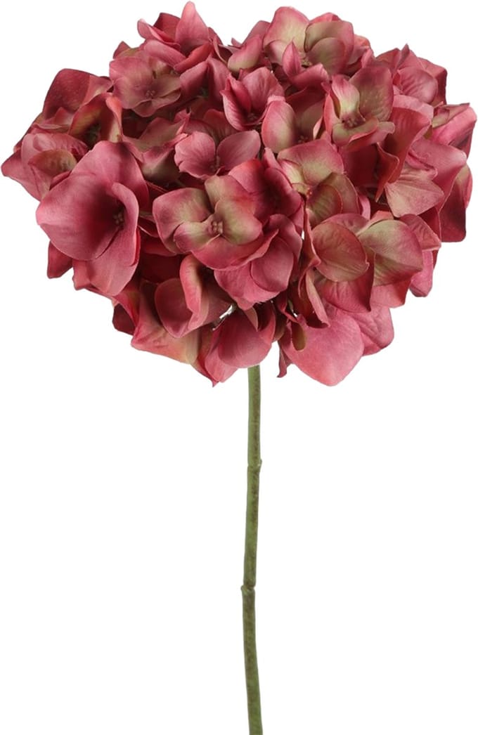 Viv! Home Luxuries Hortensia - zijden bloem - Donkerroze - 48cm