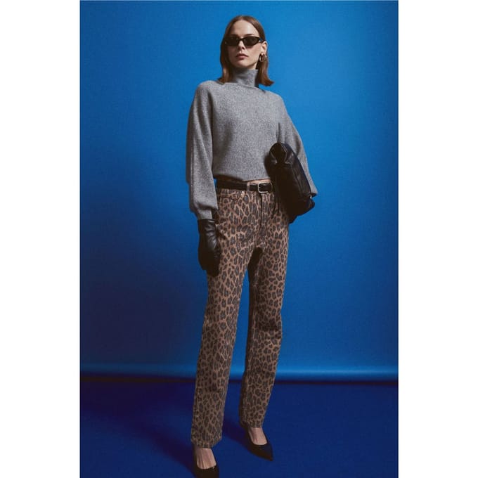 Dames Hoge Taille Gedrukte Rechte Jeans