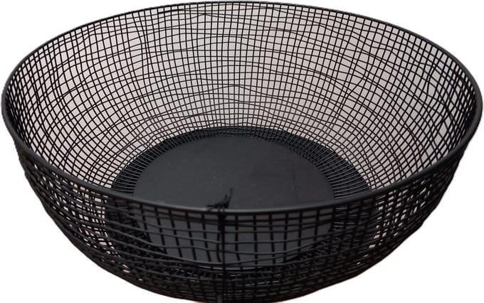 Rasteli Mand-Korf Metaal Zwart D 35 cm H 13.5 cm