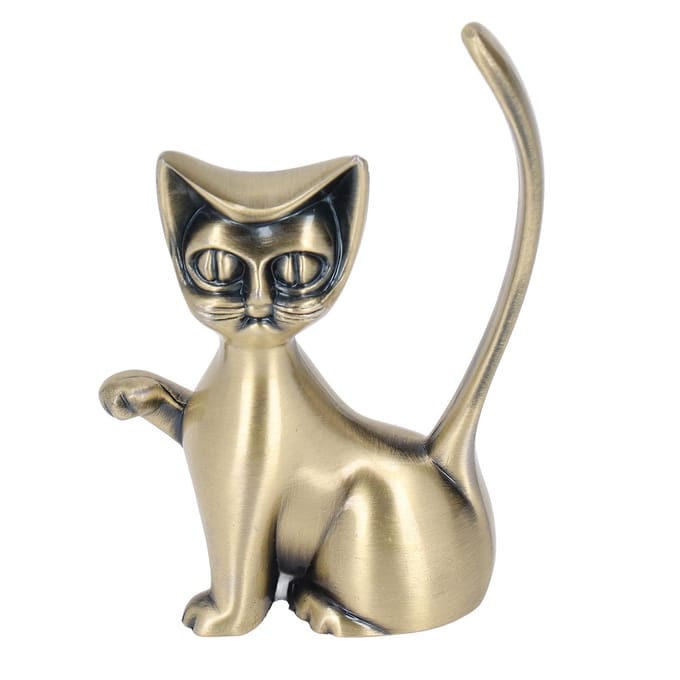 Kat God Ringhouder Kat God Ontwerp Zinklegering Stevig Duurzaam Retro Stijl Ringorganizer voor Ringen Sieraden beige