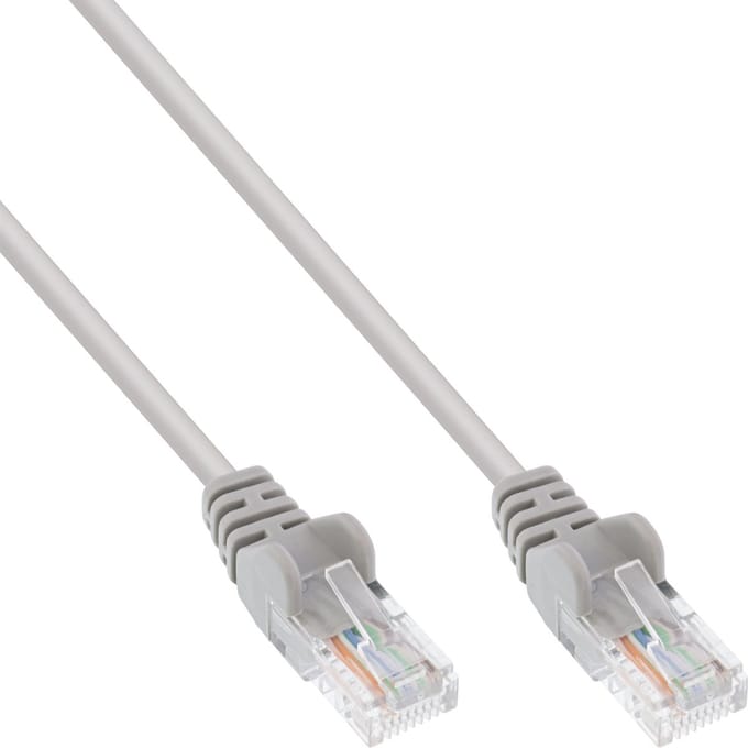 InLine® Patchkabel, U/UTP, Cat.5e, grijs, 10m, AWG26, speciale vergrendeling