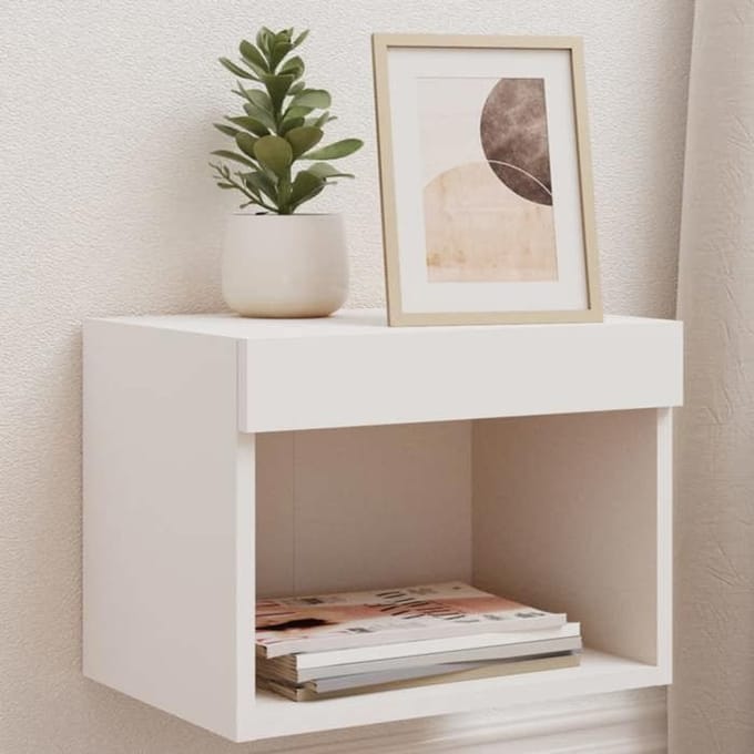 Maison Exclusive - Table de chevet murale avec lumières LED blanc blanc