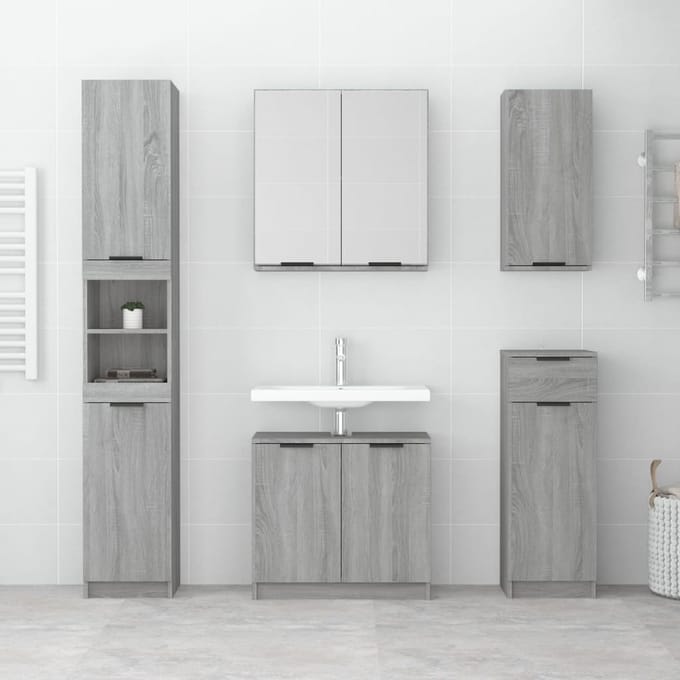 vidaXL - Badkamerkast - wandgemonteerd - 32x20x67 - cm - grijs - sonoma - eikenkleur