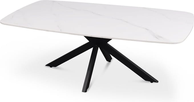 Salontafel Jody Wit - Metaal - Steen - Rechthoek - 130x70 - Hoogte 45 cm
