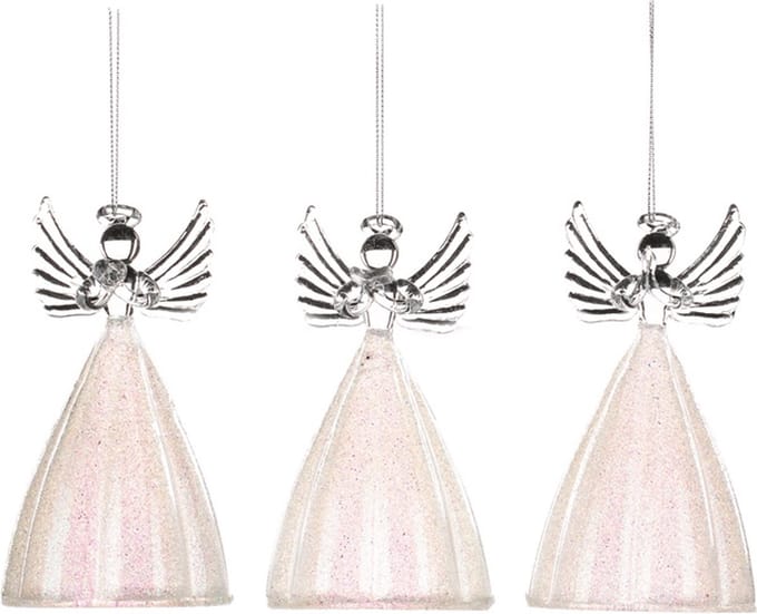 Goodwill Kerstbal-Engel Glas Wit 12 cm Voordeelaanbod Ass. Per 3 stuks