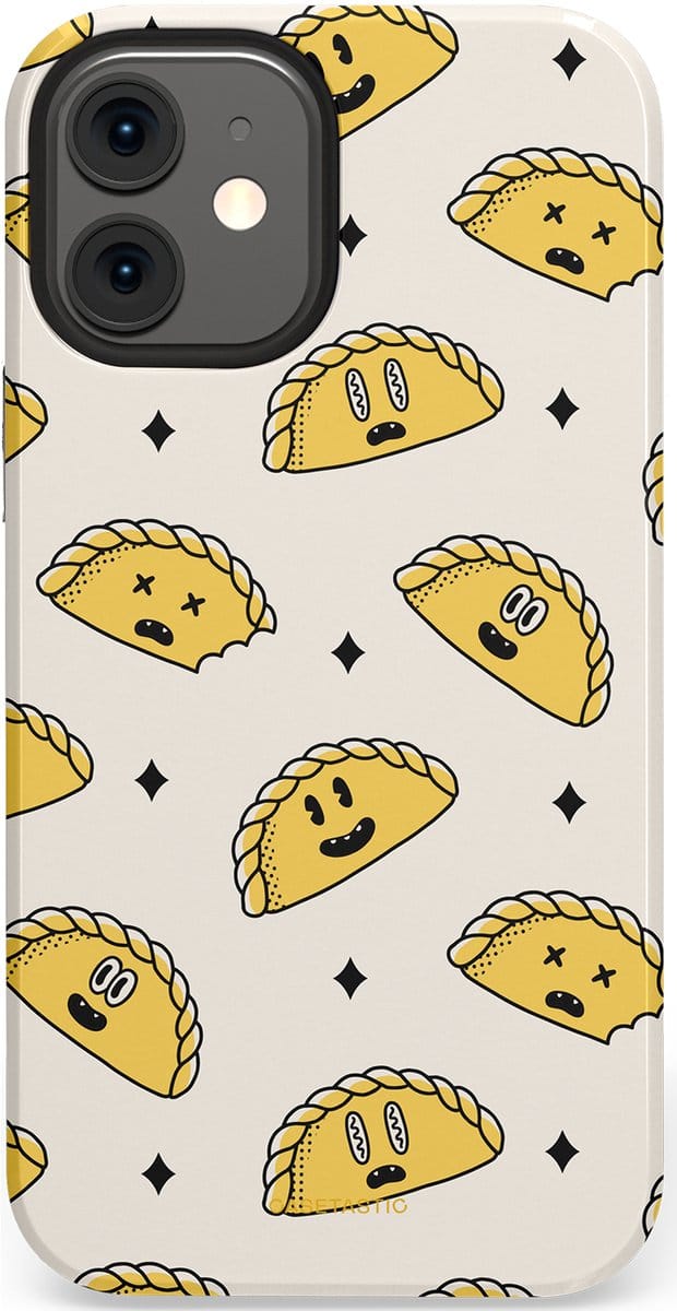 Casetastic hoesje geschikt voor Apple iPhone 12 Mini - Dubbellaagse bescherming - Pastei gerei - Fashion Case - Wit Goud Beige Lichtgrijs