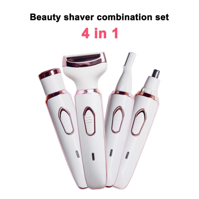 4-IN-1 Elektrische haarverwijderaar voor dames Oplaadbaar lichaamshaarverwijderingshulpmiddel Set Neushaar Liphaar wit