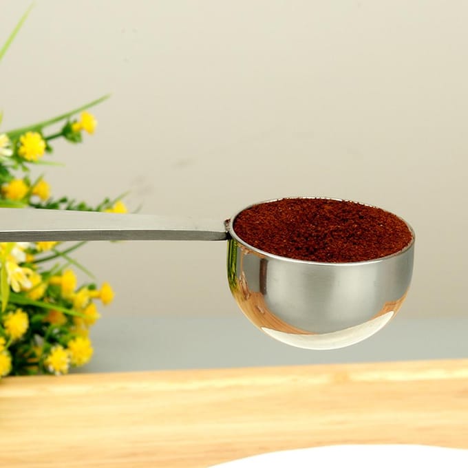 Cuillère à café 2 en 1, doseur à expresso et cuillère doseuse à café, cuillère à café à double usage argenté