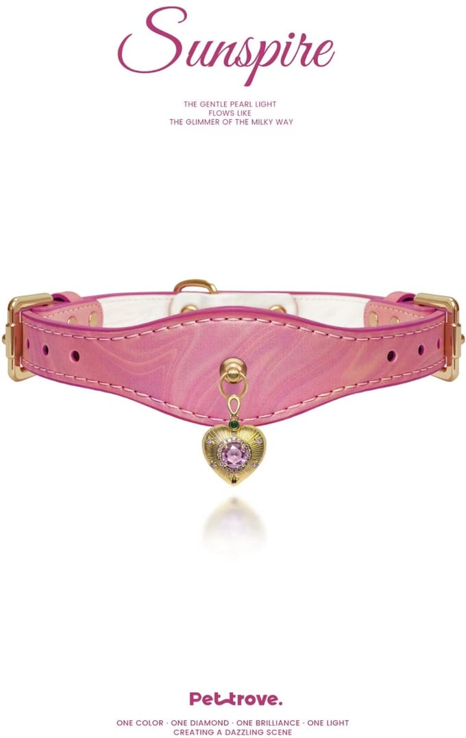 Hondenhalsband Pettrove Laserleer Goud Roze Hart
