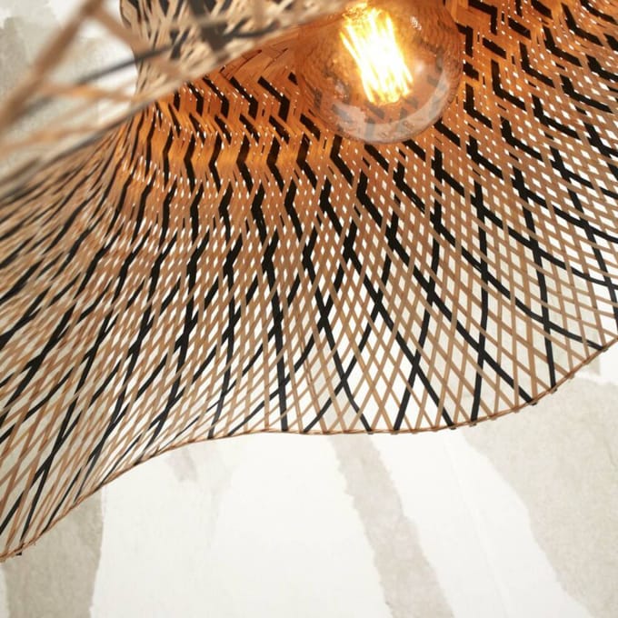 GOOD&MOJO Plafonniere Ibiza - Bamboe/Zwart - 65x65x20cm - Bohemian