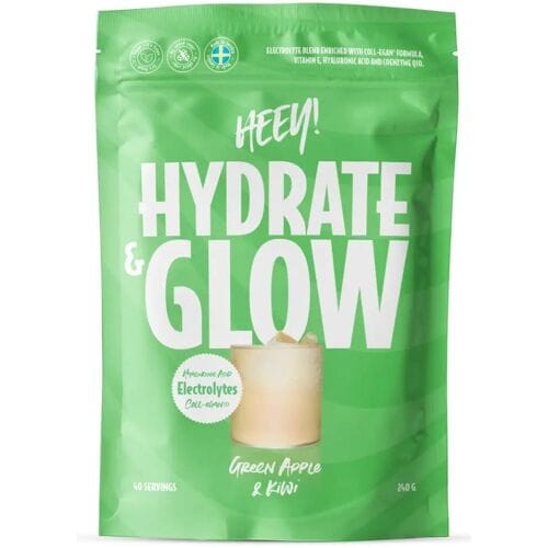 Heey! Hydrate &amp; Glow Electrolytes + Coll-egan&reg; Green Apple &amp; Kiwi 240 g