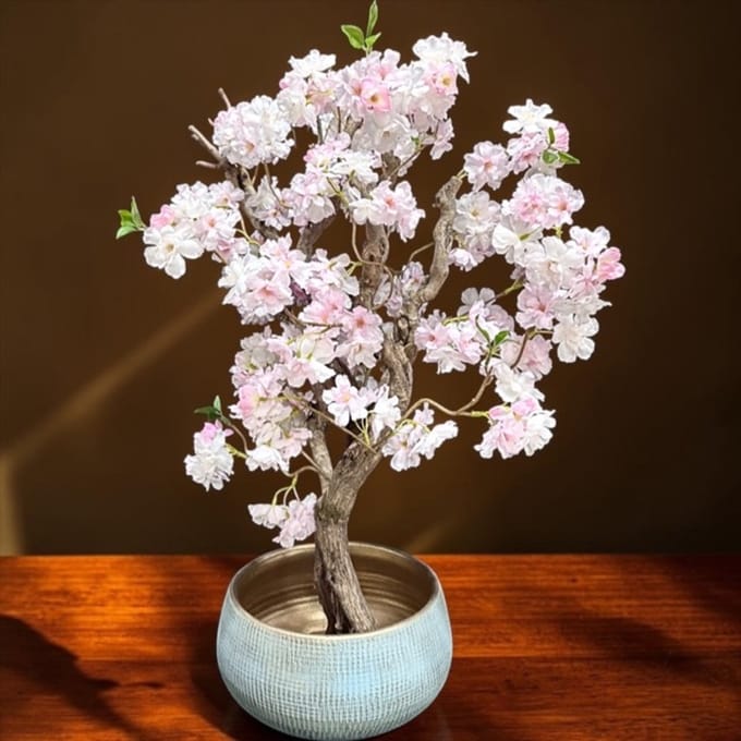 Seta Fiori - Kunst - Kunstboom - Kersenbloesem - Crème roze - 75cm - Sakura