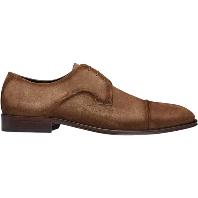 Boss Heren Derrek suède derby-schoenen met lage hak (Medium Beige)