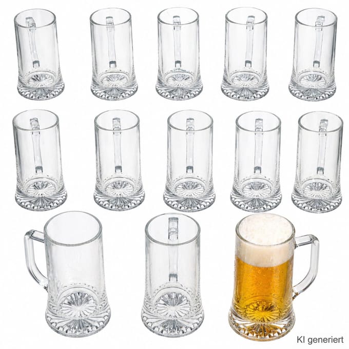 12-delige set Akki bierpul 0,4L met sterrenbodem en handvat - 1003134