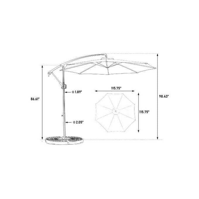 Parasol extérieur rectangulaire double face de 4,5 m avec manivelle (vert clair) (sans pied) groen