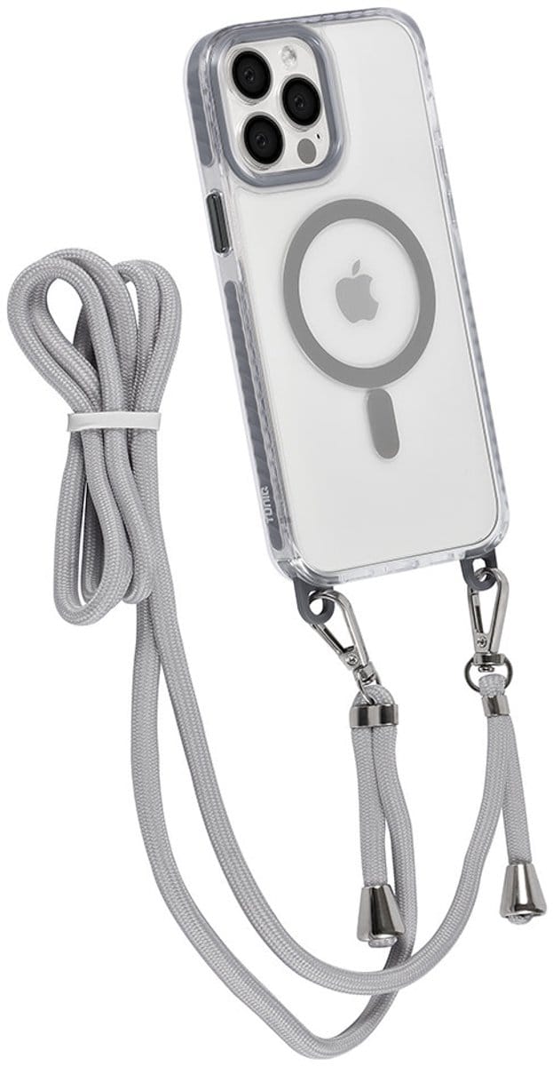 TUNIQ telefoonhoesje voor Apple iPhone 13 Pro Max - MagSafe backcover met koord - Grijs