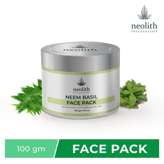 Masque Neolith Neem Basilic | Masque éclaircissant à l'argile pour une peau saine et éclatante, élimination du bronzage, élimination des points noirs, acné et équité 100 GM vert