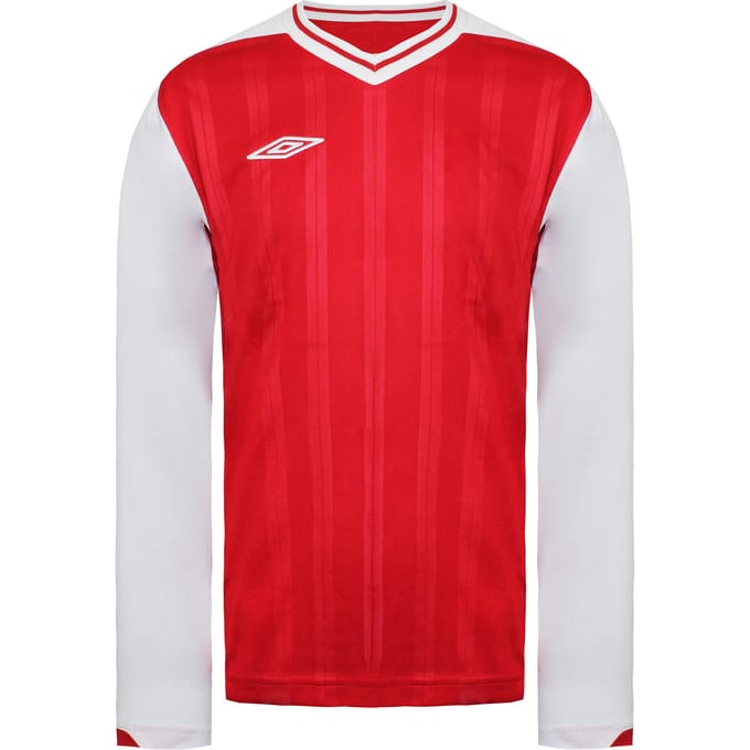Umbro Lange Mouw V-Hals Rood/Wit Kindervoetbal Veloce Top 637679 A54