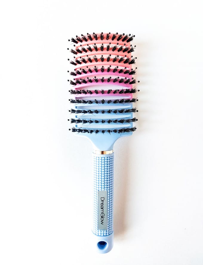 DreamGlow Anti-klit Haarborstel – Detangle Brush – Regenboog Design – (Roze/Roze/Blauw)