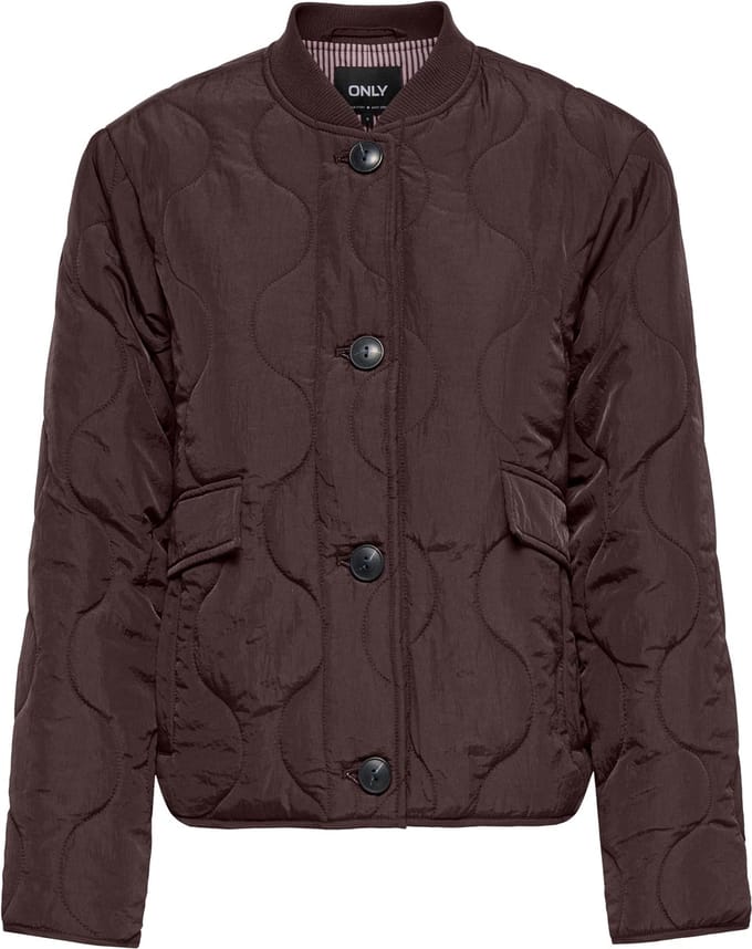 Only bruine dames jas   Rib kraag   Regular fit   Steekzakken   Drukknoopsluiting   Duurzaam   Lange mouw Bruin M