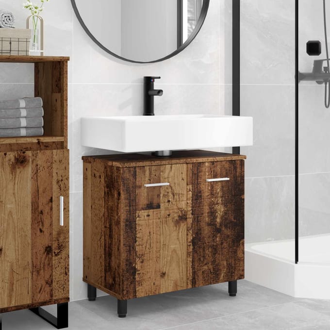 vidaXL - Badkamer - vaniteitsunit - Oud - hout - 60 - x - 35 - x - 60 - cm - Bewerkt - hout