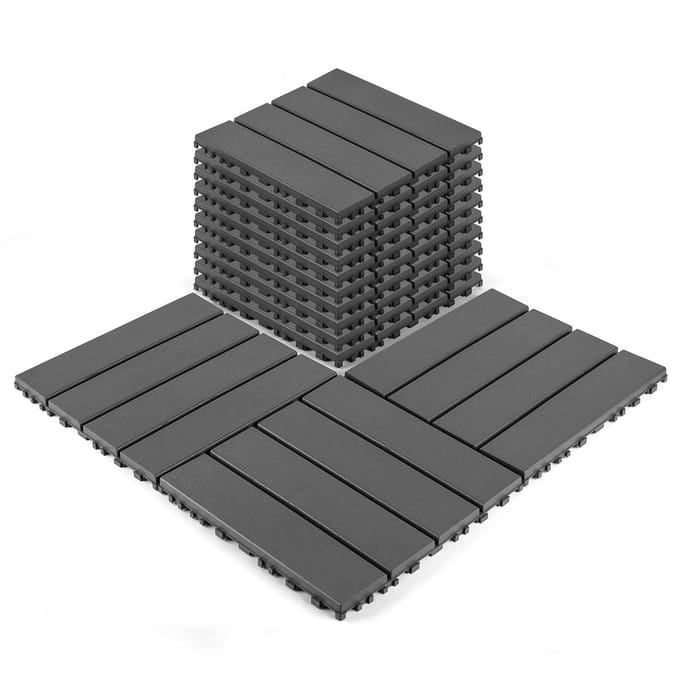 Interlocking Terrastegels - 44 Pack - 12x12 inch - Waterdicht - Donkergrijs