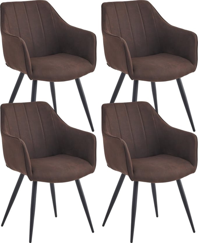 Colenis® - Verto Eetkamerstoel - Set Van 4 - Bruin - Microfiber Stof - Microvezel - Industrieel