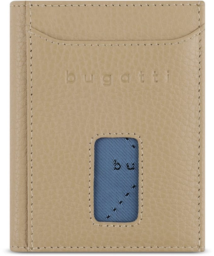 Bugatti Secure Slim Portemonnee RFID-bescherming Leer 8 cm - Jongens - Staand formaat - beige