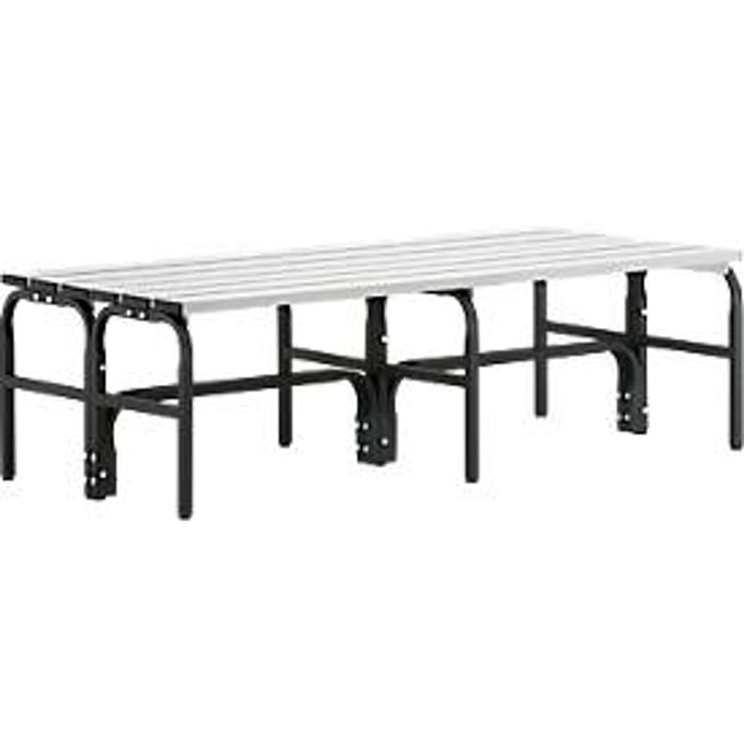 Kleedkamerbank, rvs buis/aluminium, dubbel, L 1500 mm, antraciet