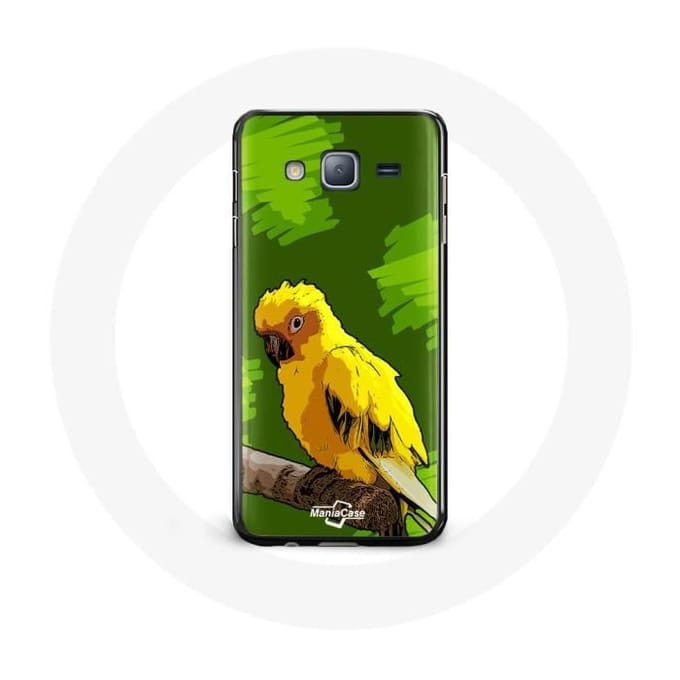 Case voor Samsung galaxy J7 2016 Gele Parkiet Vogels Groene Achtergrond