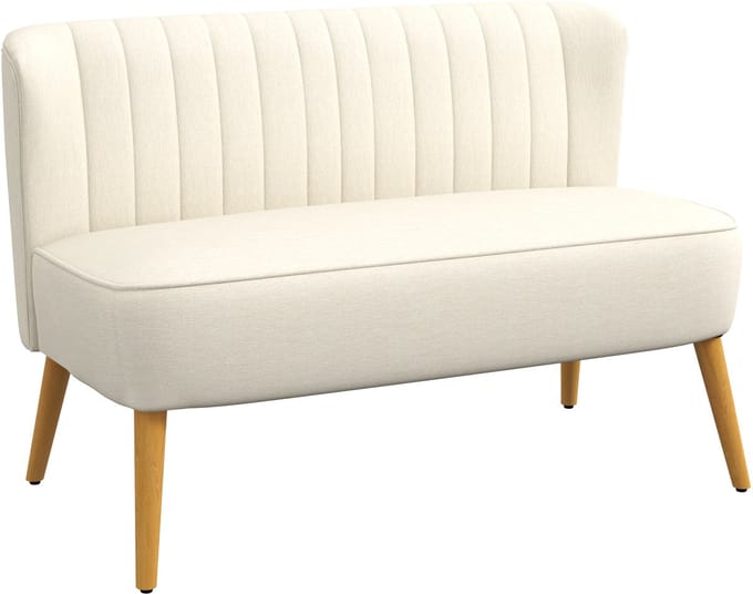 Homcom Loveseat-Polyester-117L x 56,5B x 77H cm-Crème wit