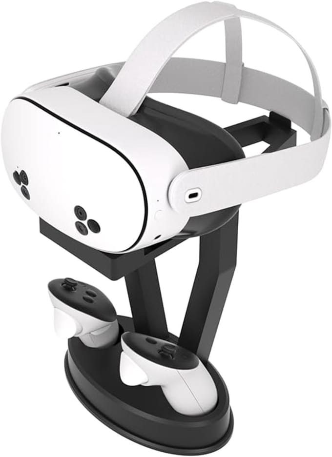 VR-Headset Standaard voor Meta Quest 3S / Quest 3 / Quest 2 & PS VR – Display & Opbergstand voor Headset en Controllers – Stabiele VR Storage Holder