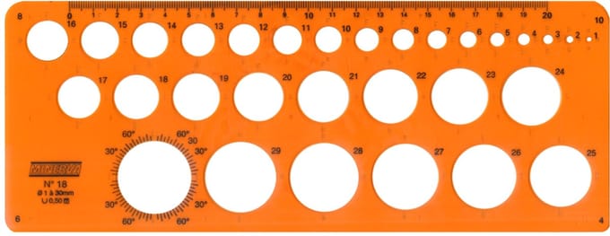 MINERVA cirkelsjabloon 17 A, Kreis von 2 - 38 mm