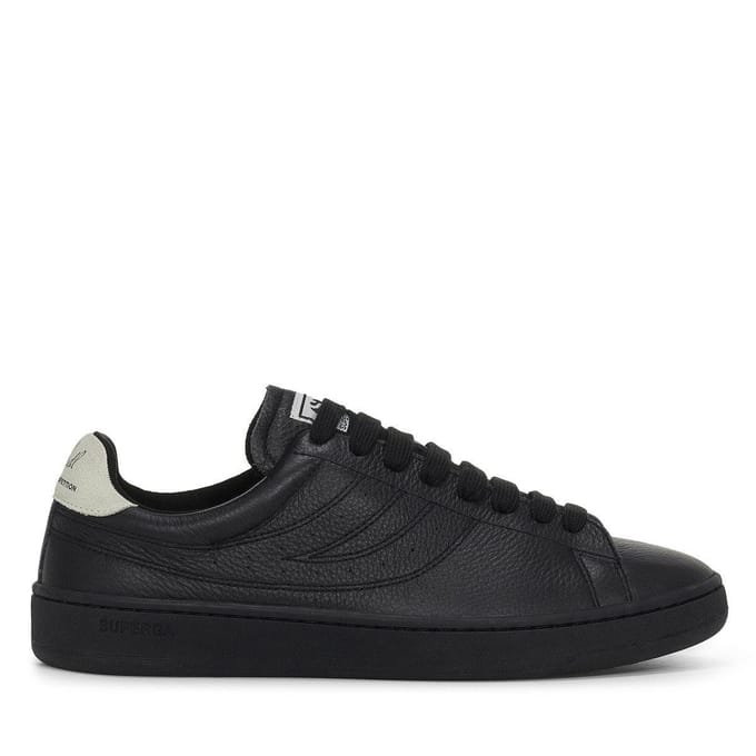 Superga Volwassene 4833 Lendl Leren Trainers (Zwart/Wit Avorio)