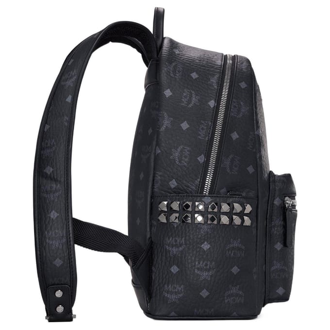 MCM Stark Visetos Monogramme Clouté Toile Enduite PVC Sac à Dos Sacs à Dos Unisexe Noir MMKAAVE32BK001 Basic Set (Bag+Dust Bag)