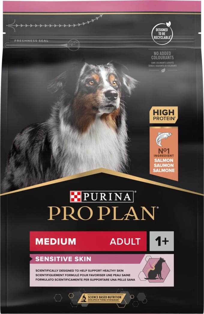 Pro plan optiderma sensitive skin voor medium rassen - 1 ST à 3 KG