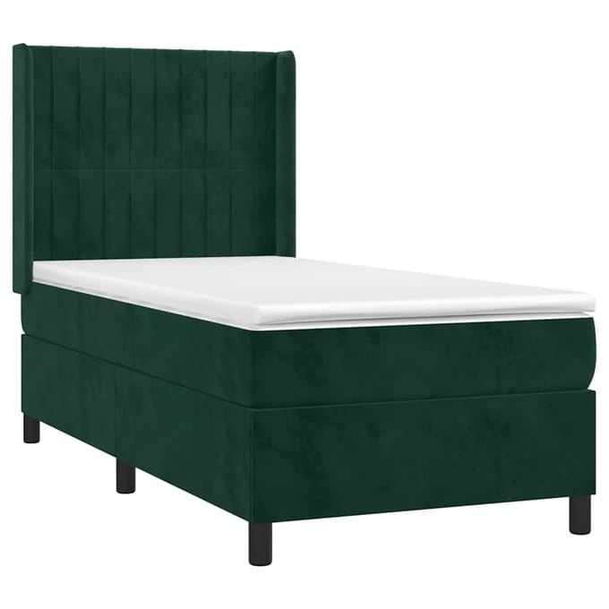 vidaXL - Boxspring - met - matras - fluweel - donkergroen - 100x200 - cm