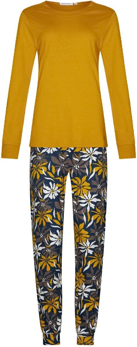 Pastunette - Moonlite - Pyjama - Katoen/Modal - Oker/Blauw - Maat 48