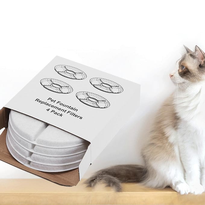 4 stuks Kattenwaterfontein Filters Actieve Kool Hars Rond Vervangend Multi Drievoudig Water white