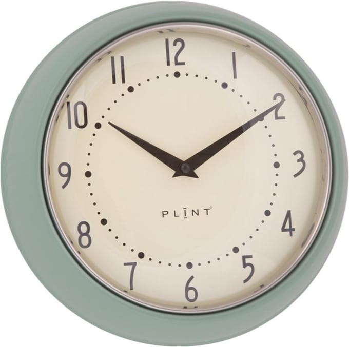 Plint - Retro Wandklok - Leaf (groen) | Retro look | Vintage | Luxe