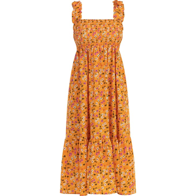Mymo midi-jurk Dames Oranje Veelkleurig