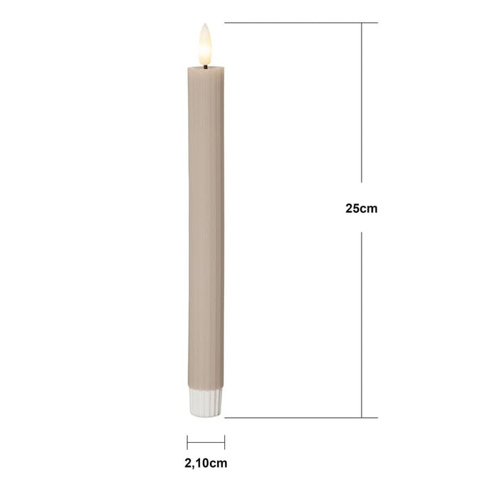 Star Trading LED kaars Flame Stripe set van 2 gemaakt van was, bruin